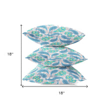 18” Green Indigo Boho Paisley Zippered Suede Throw Pillow