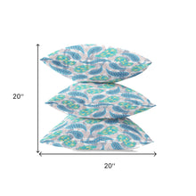 18” Green Indigo Boho Paisley Zippered Suede Throw Pillow