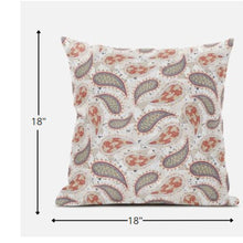 18” Red Beige Boho Paisley Zippered Suede Throw Pillow