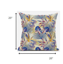 18” Blue Cream Tropical Zippered Suede Throw Pillow