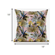 18” Gold Pink Tropical Zippered Suede Throw Pillow