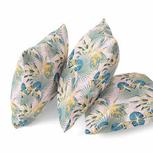 16” Blue Gold Tropical Zippered Suede Throw Pillow