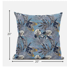 18” Gray Blue Tropical Zippered Suede Throw Pillow