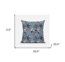 18” Gray Blue Tropical Zippered Suede Throw Pillow