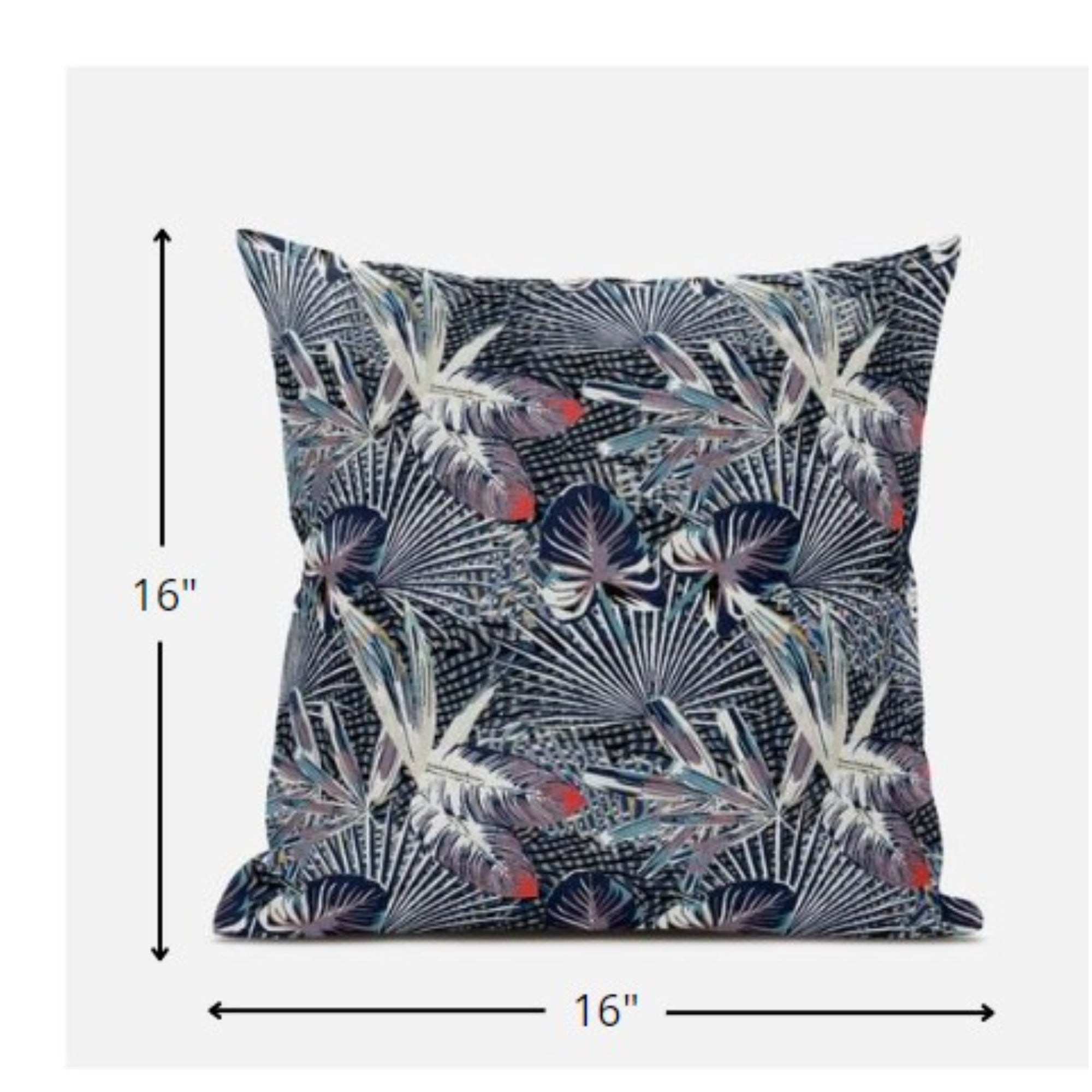 16” Purple Indigo Tropical Zippered Suede Throw Pillow