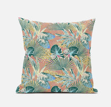16” Blue Peach Tropical Zippered Suede Throw Pillow