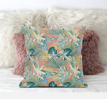 16” Blue Peach Tropical Zippered Suede Throw Pillow