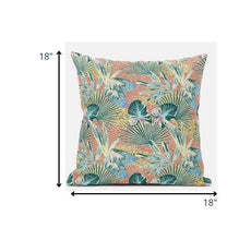 18” Blue Peach Tropical Zippered Suede Throw Pillow