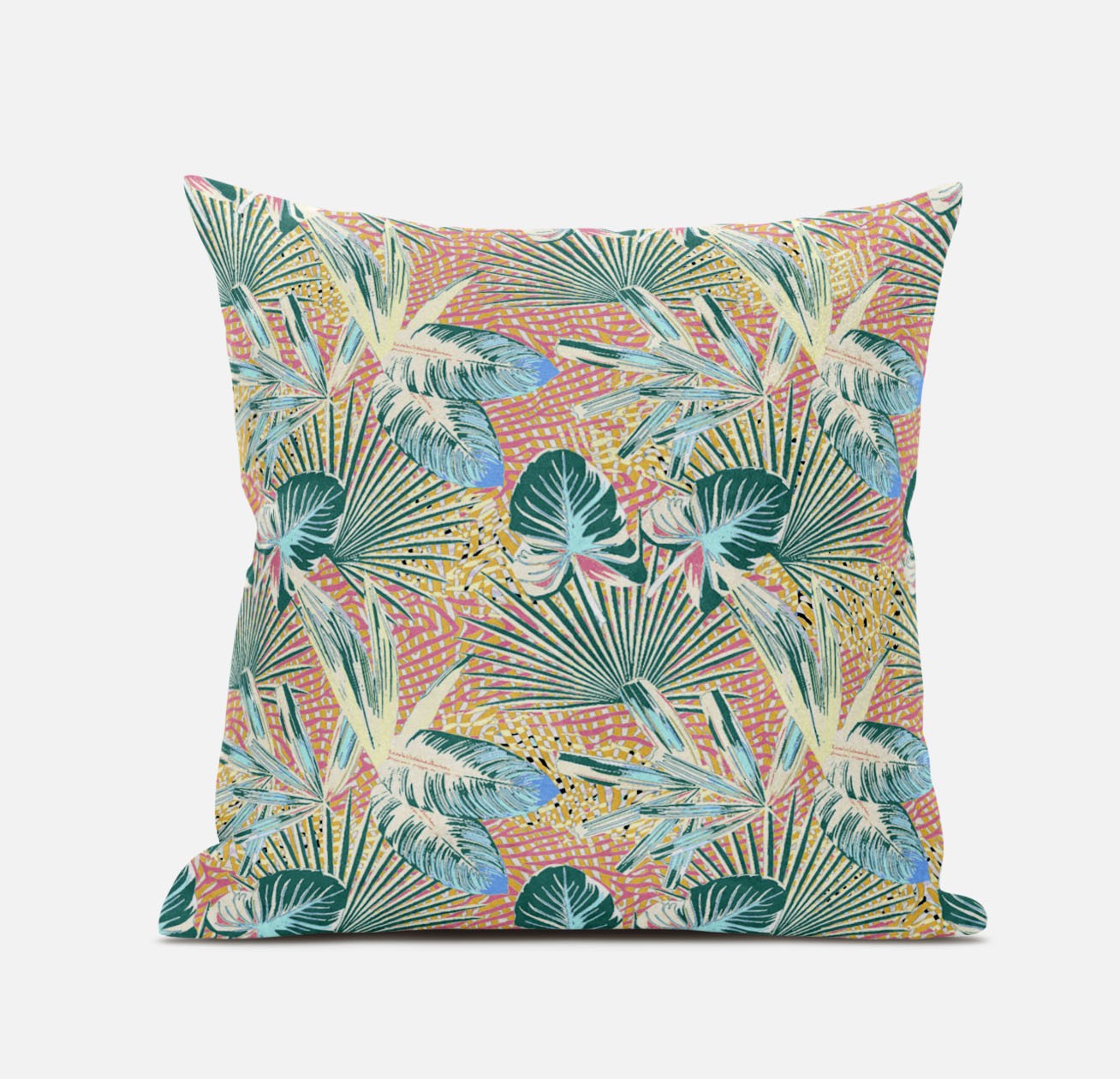 18” Blue Peach Tropical Zippered Suede Throw Pillow