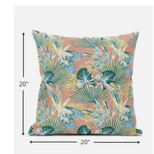 18” Blue Peach Tropical Zippered Suede Throw Pillow