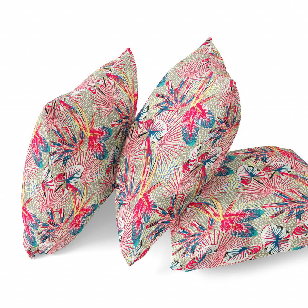 Cojín de gamuza tropical rojo dorado con cremallera de 18 "