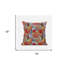 18” Crimson Yellow Tropical Zippered Suede Throw Pillow