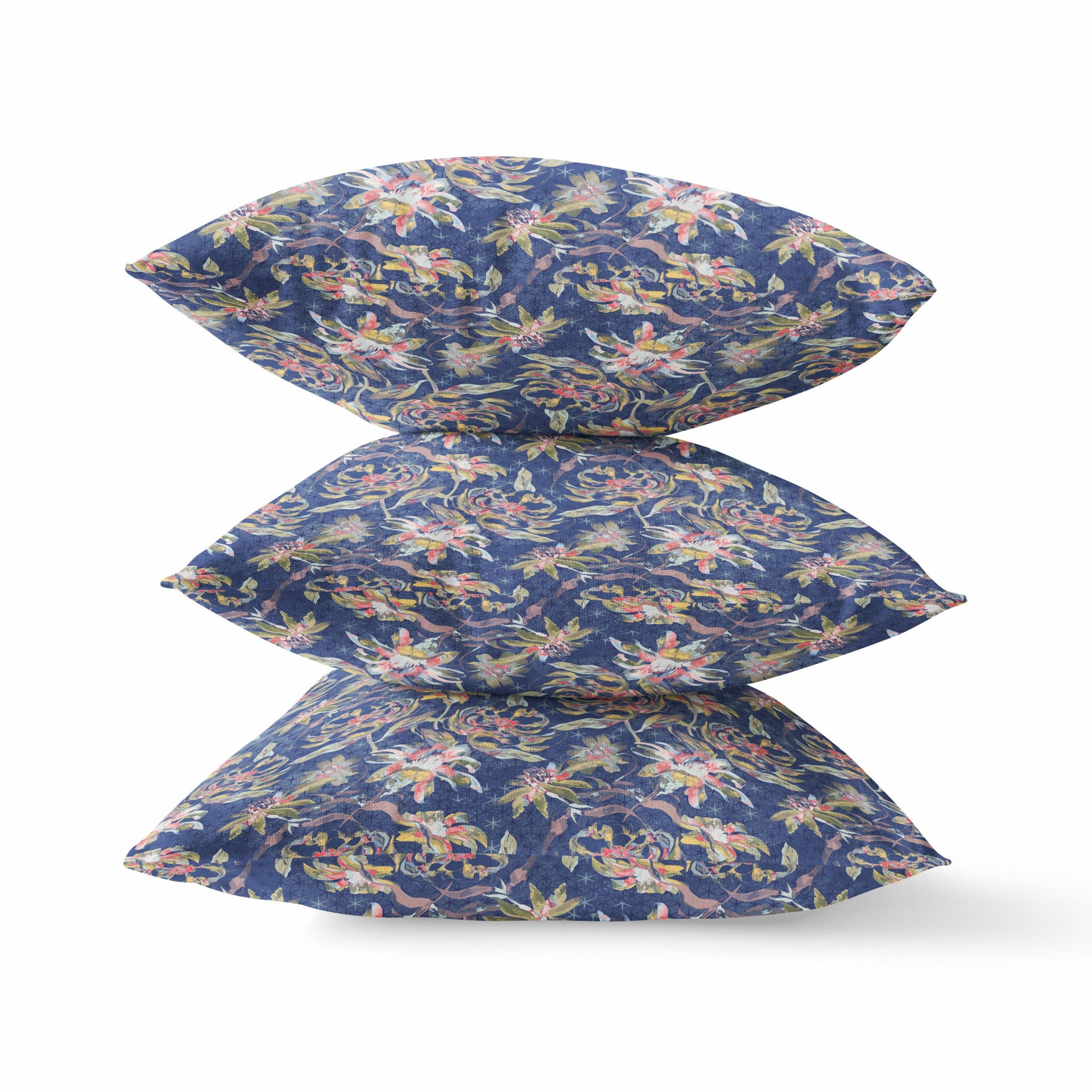 18" Blue Yellow Roses Zippered Suede Throw Pillow