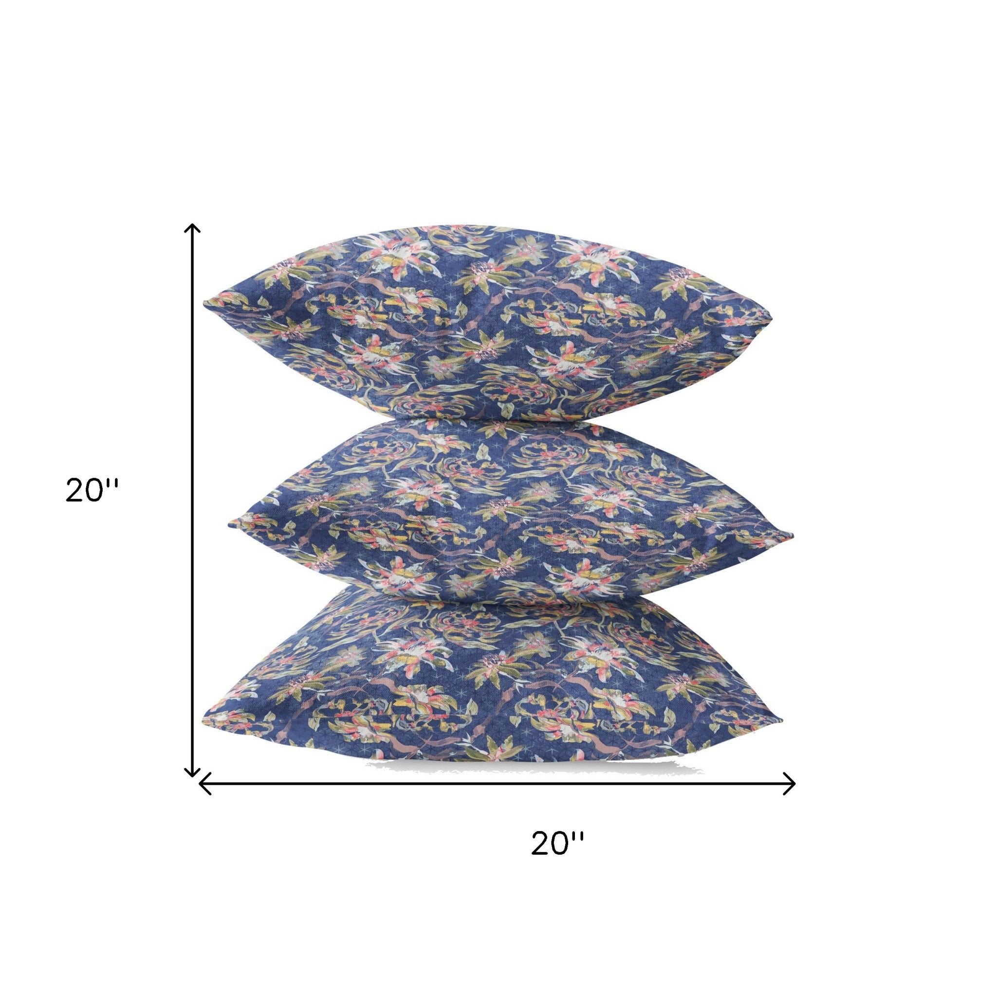 18" Blue Yellow Roses Zippered Suede Throw Pillow