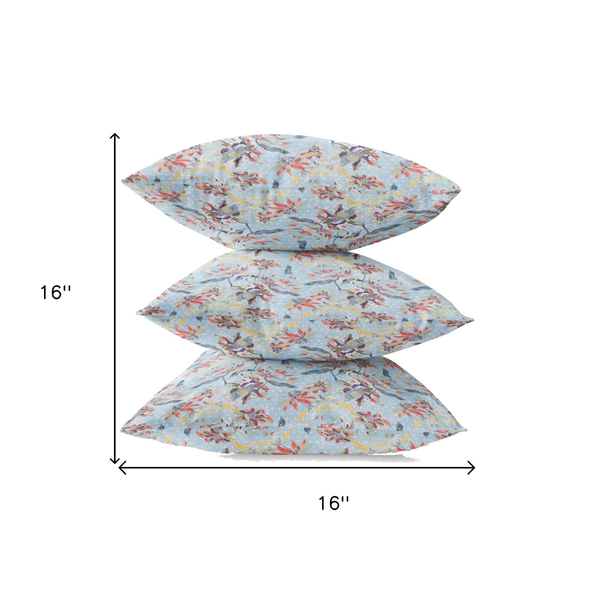 16" Sky Blue Red Roses Zippered Suede Throw Pillow