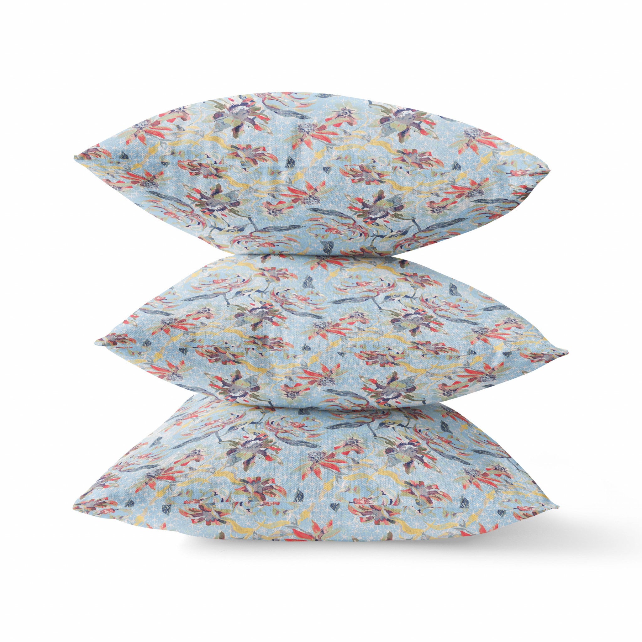 Cojín de gamuza con cremallera de rosas rojas azul cielo de 18 "