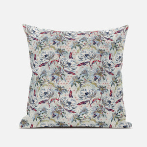 18" Light Green Gray Roses Zippered Suede Throw Pillow