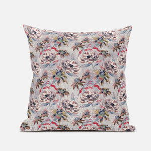 18" Lavender Pink Roses Zippered Suede Throw Pillow