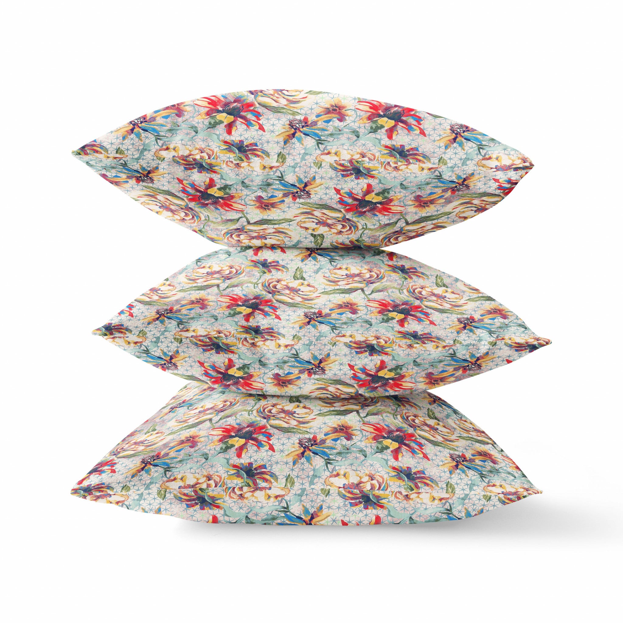 Cojín de gamuza con cremallera de rosas amarillas rojas de 16 "