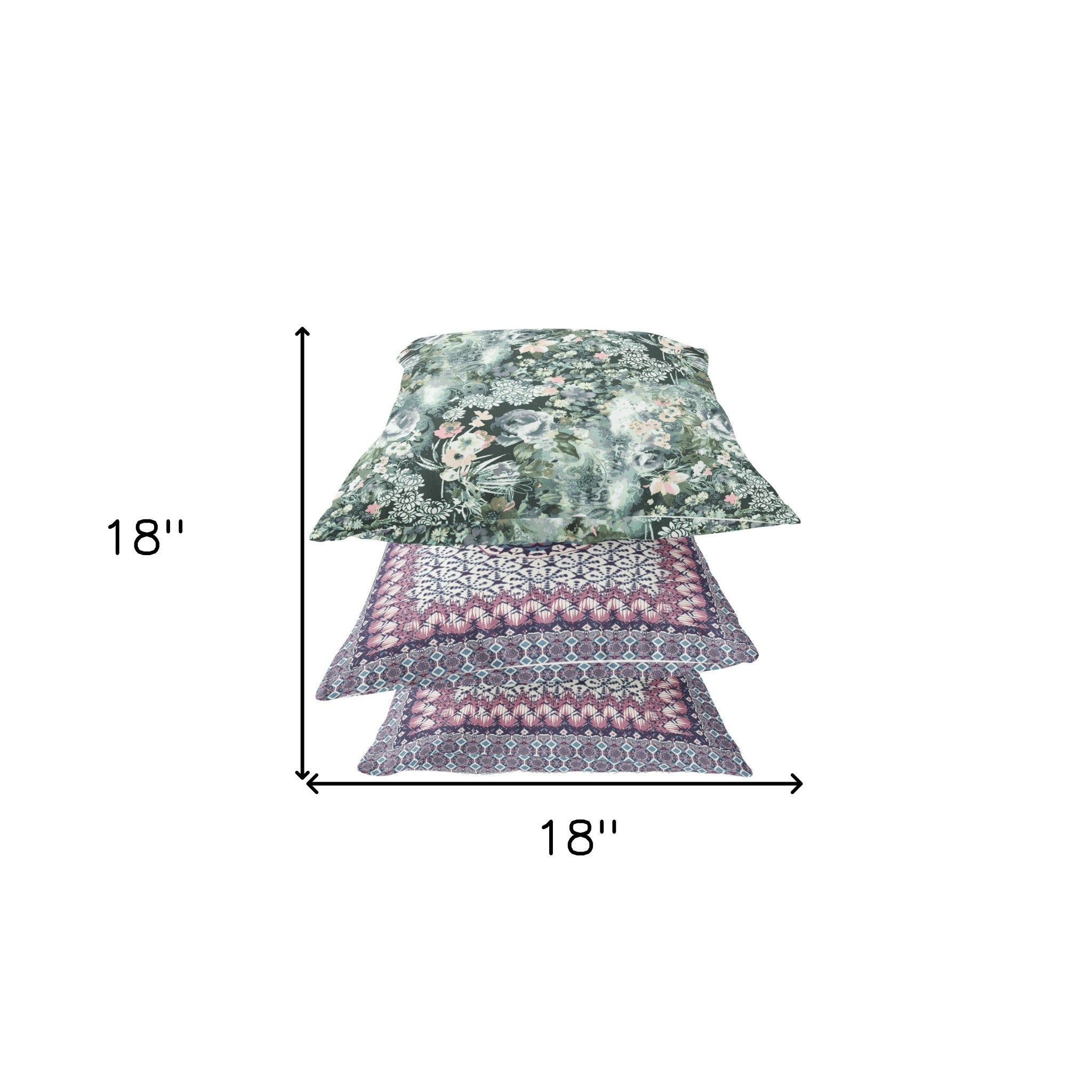 18" Green Gray Springtime Zippered Suede Throw Pillow