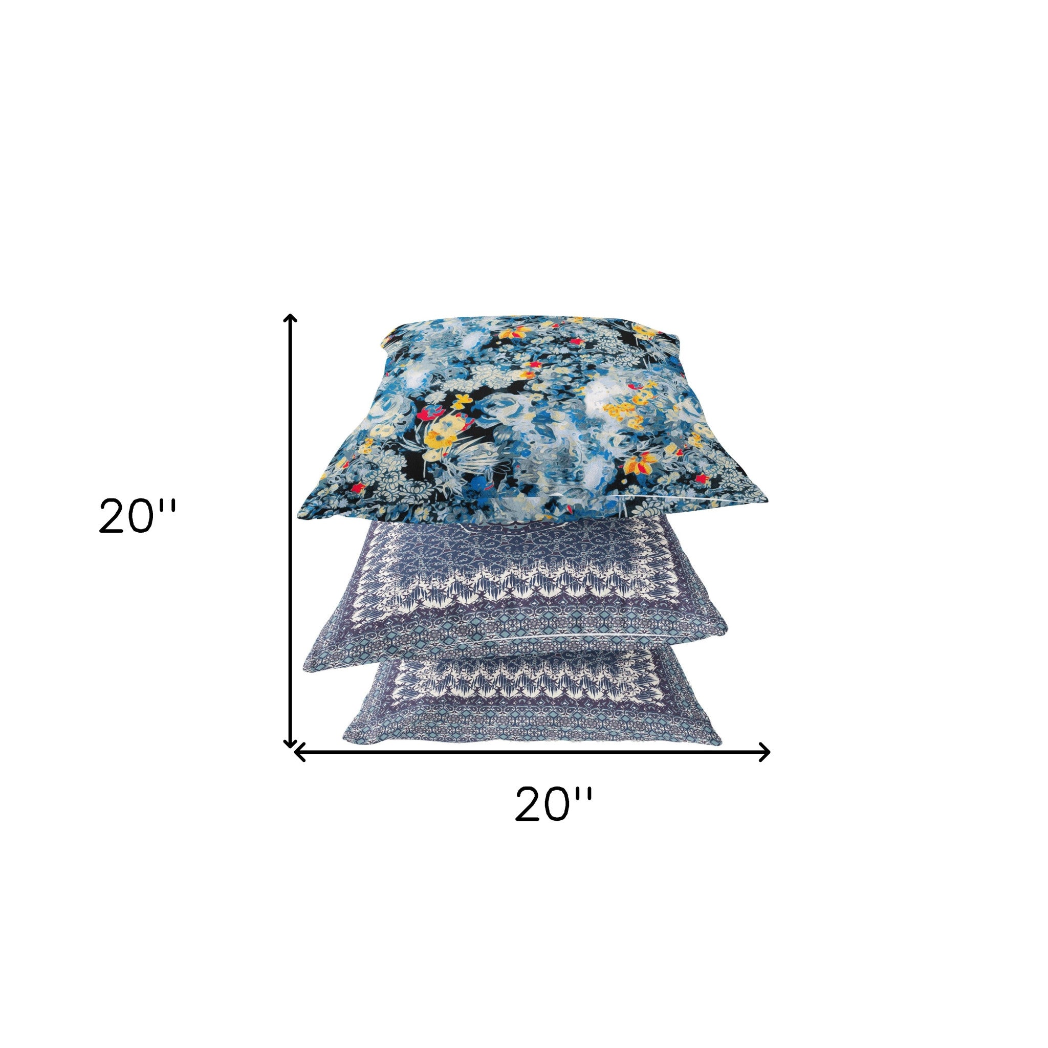 18" Blue Yellow Springtime Zippered Suede Throw Pillow