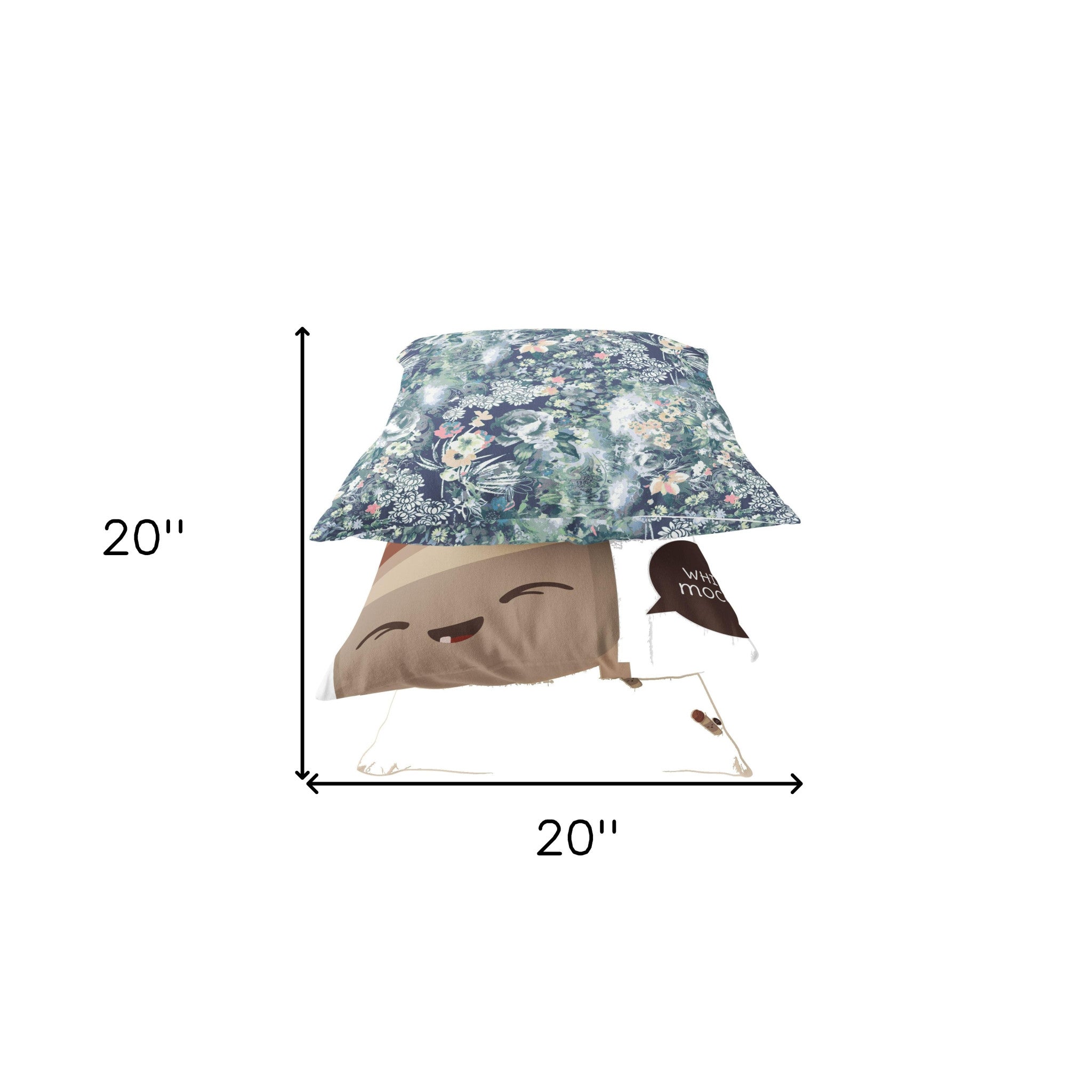 18" Gray Indigo Springtime Zippered Suede Throw Pillow