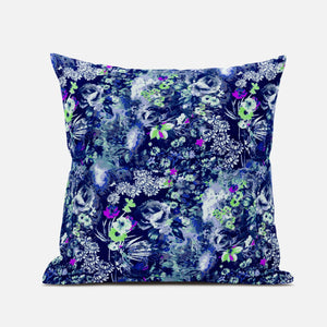 18" Purple Blue Springtime Zippered Suede Throw Pillow