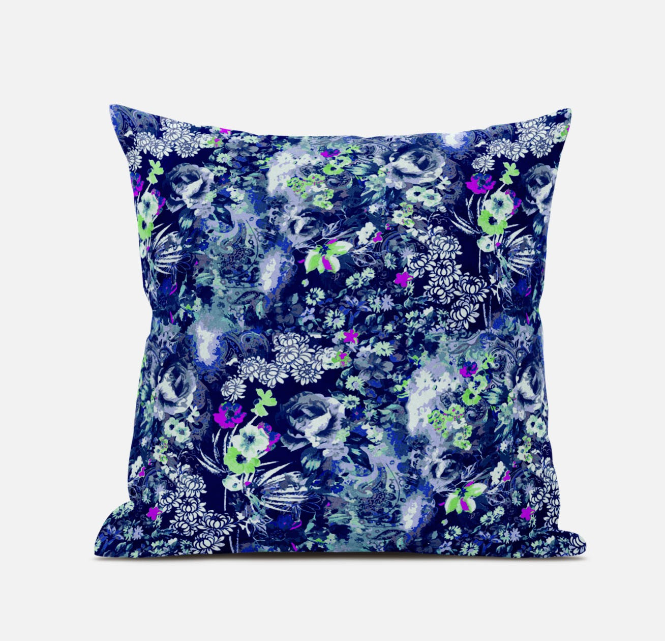 18" Purple Blue Springtime Zippered Suede Throw Pillow