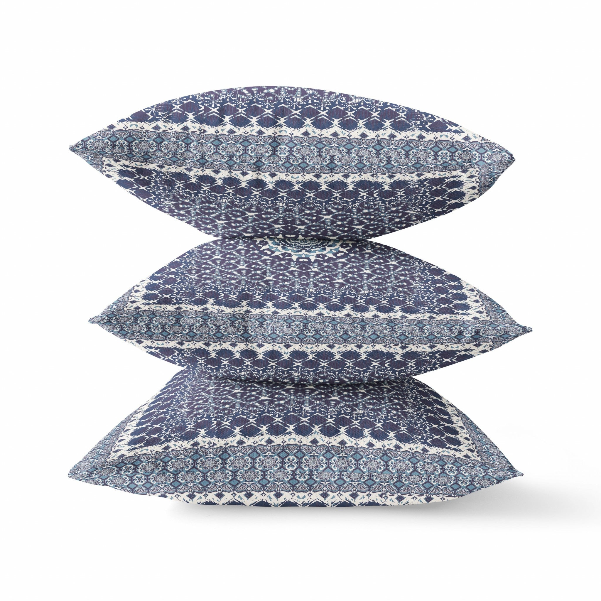 18” Indigo Blue Holy Floral Zippered Suede Throw Pillow