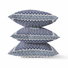 18” Indigo Blue Holy Floral Zippered Suede Throw Pillow