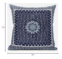 18” Indigo Blue Holy Floral Zippered Suede Throw Pillow