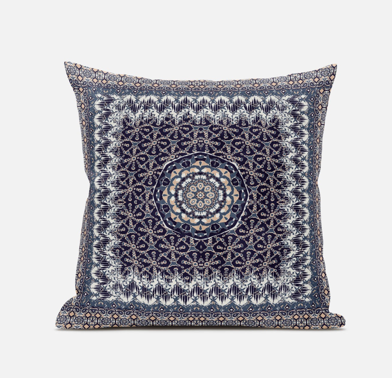 18” Gray Peach Holy Floral Zippered Suede Throw Pillow