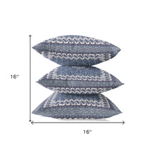 16” Indigo White Holy Floral Zippered Suede Throw Pillow