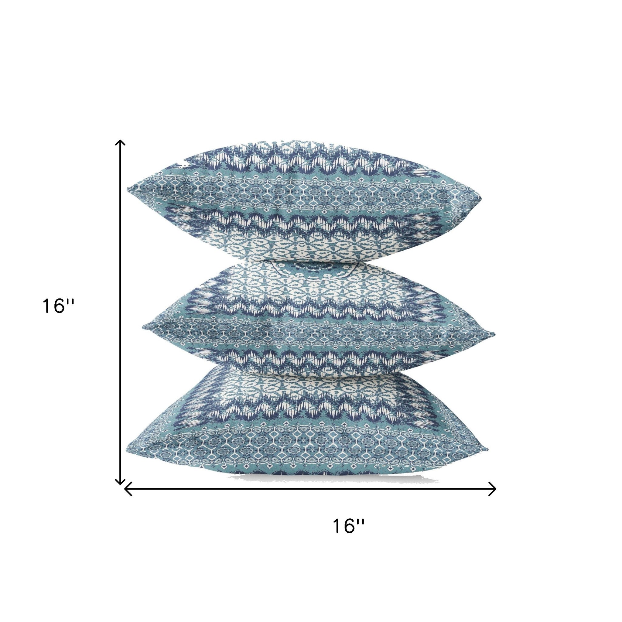 16” Blue White Holy Floral Zippered Suede Throw Pillow