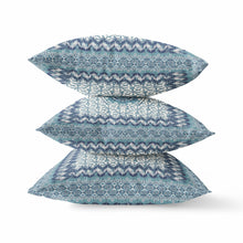 18” Blue White Holy Floral Zippered Suede Throw Pillow