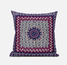 18” Magenta Indigo Holy Floral Zippered Suede Throw Pillow