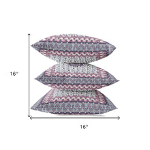 16” Pink Gray Holy Floral Zippered Suede Throw Pillow