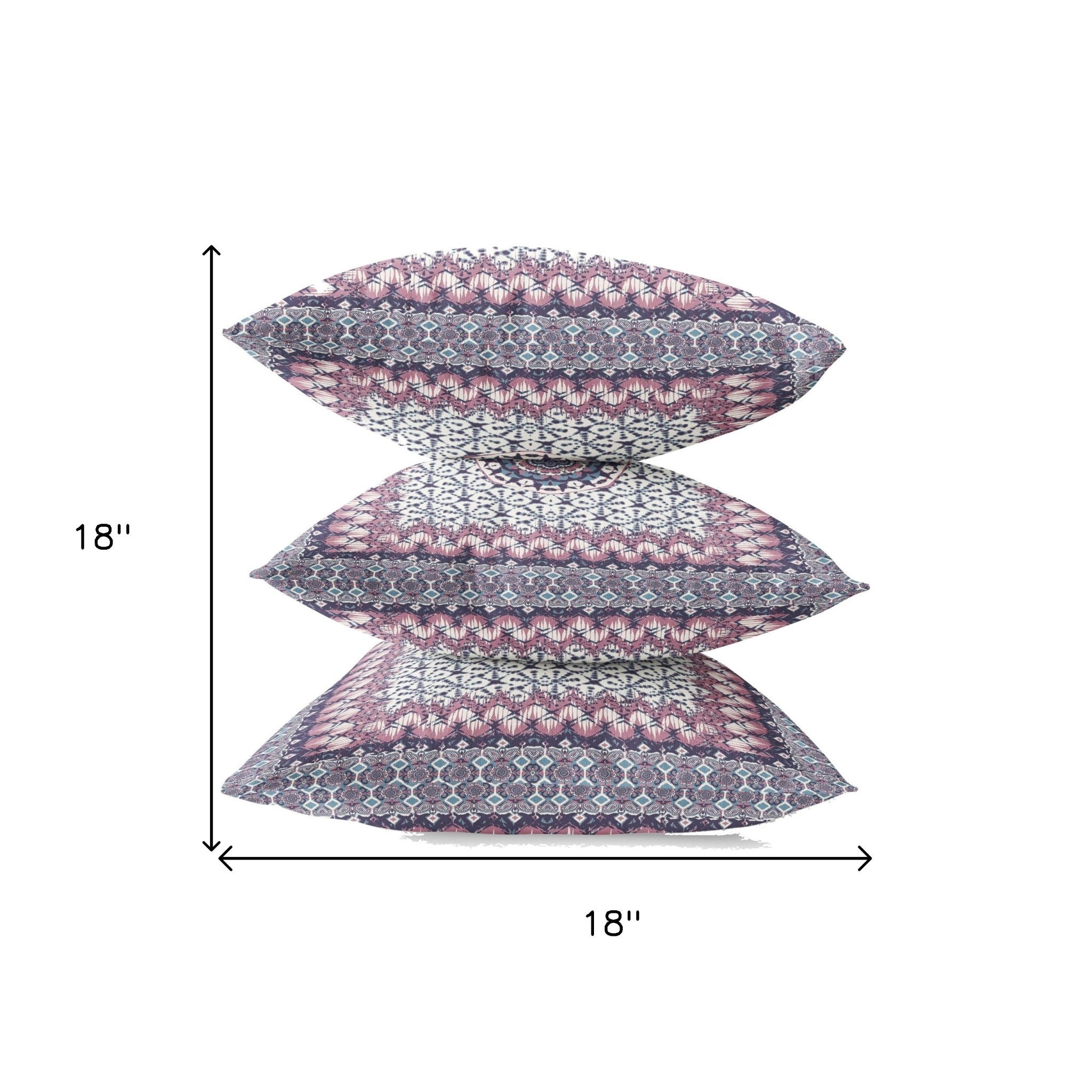 18” Pink Gray Holy Floral Zippered Suede Throw Pillow