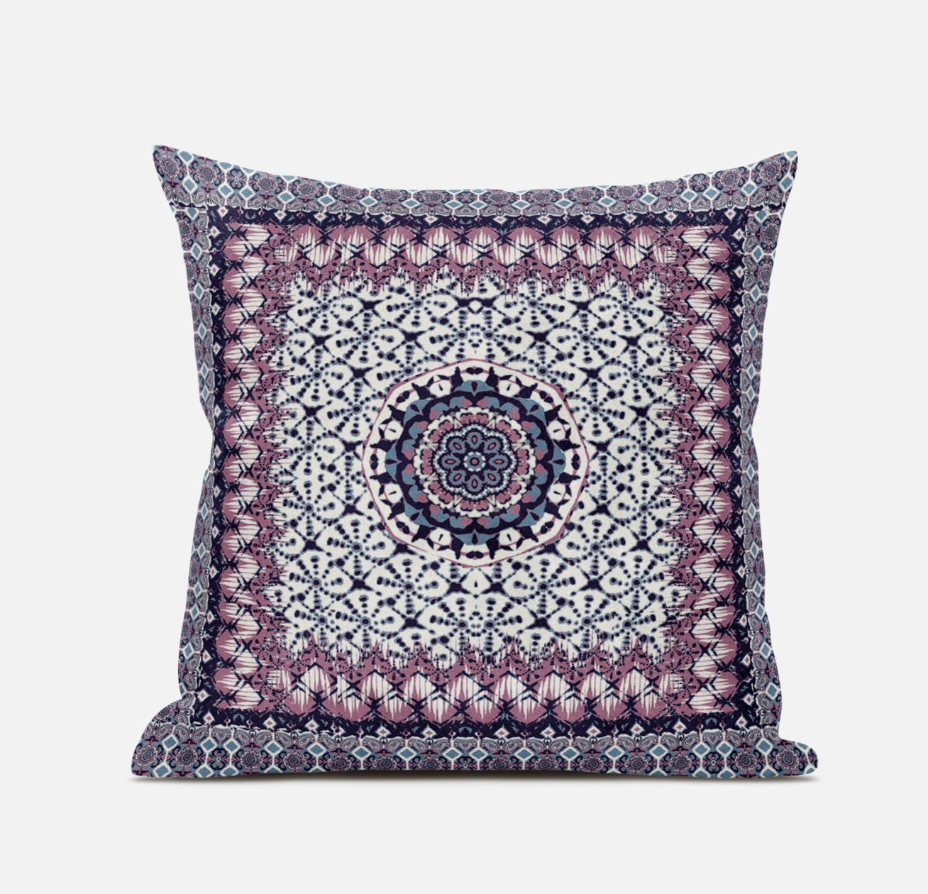 18” Pink Gray Holy Floral Zippered Suede Throw Pillow