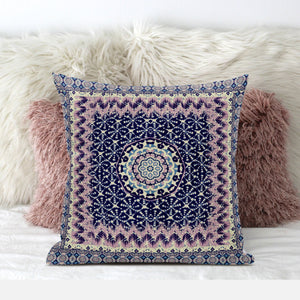 16” Pink Indigo Holy Floral Zippered Suede Throw Pillow