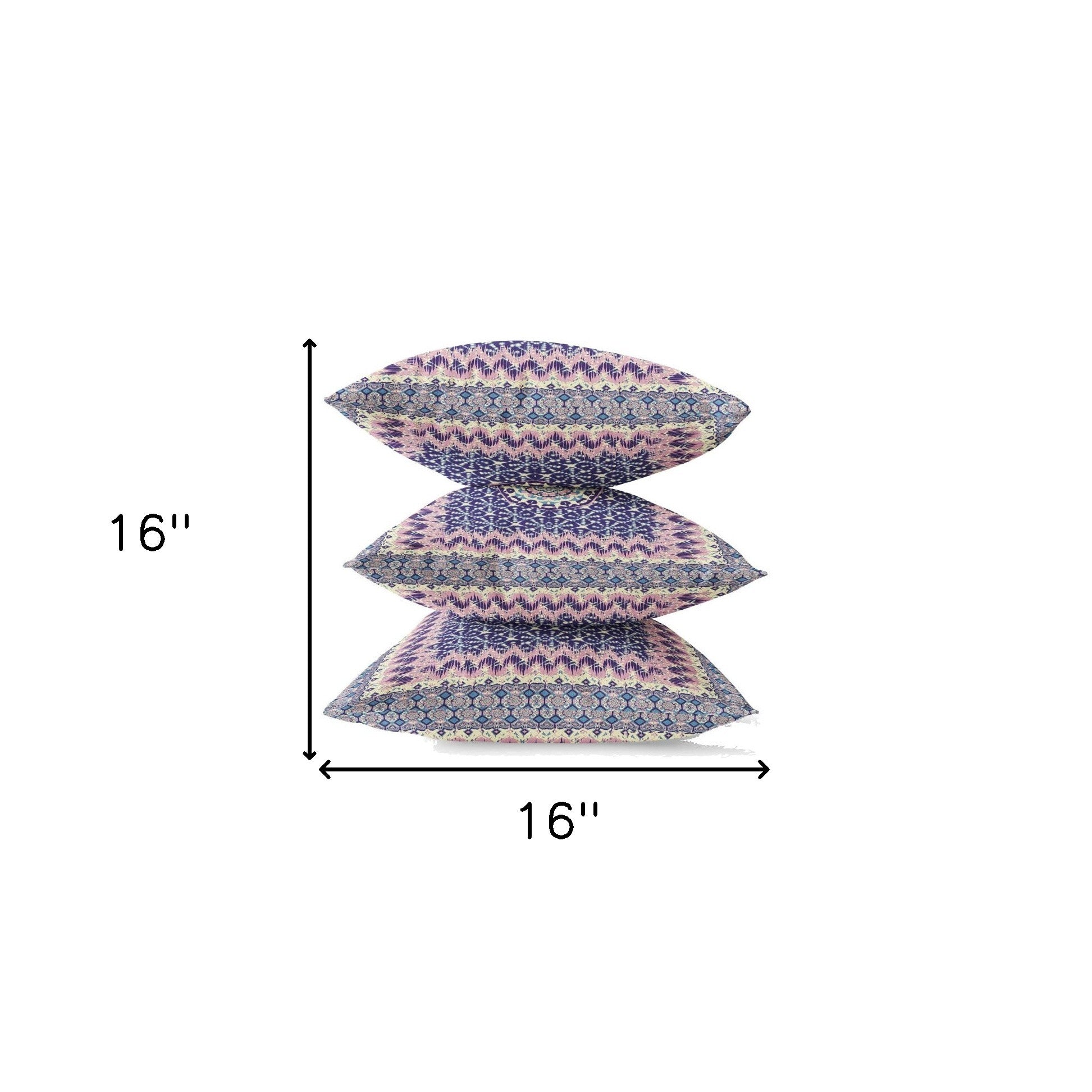 16” Pink Indigo Holy Floral Zippered Suede Throw Pillow