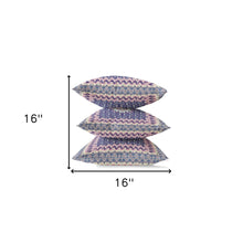 16” Pink Indigo Holy Floral Zippered Suede Throw Pillow