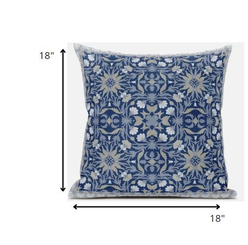 18” Blue Gray Paisley Zippered Suede Throw Pillow