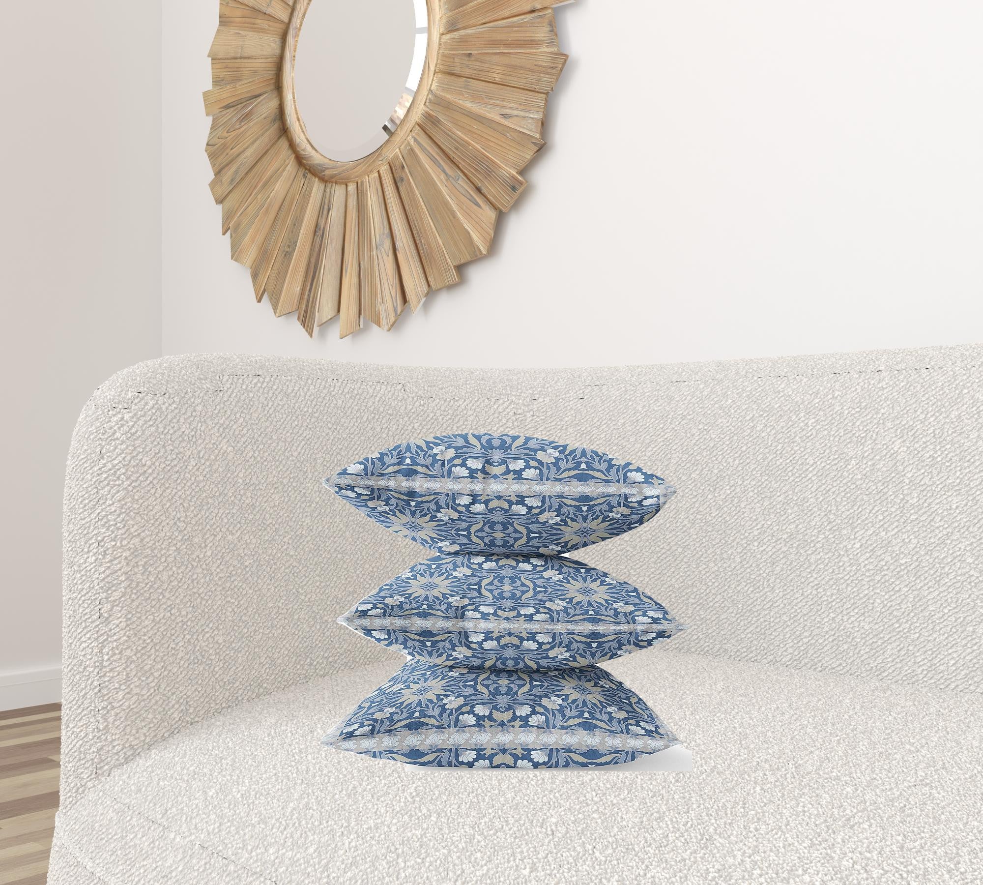 18” Blue Gray Paisley Zippered Suede Throw Pillow