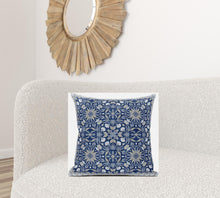 18” Blue Gray Paisley Zippered Suede Throw Pillow
