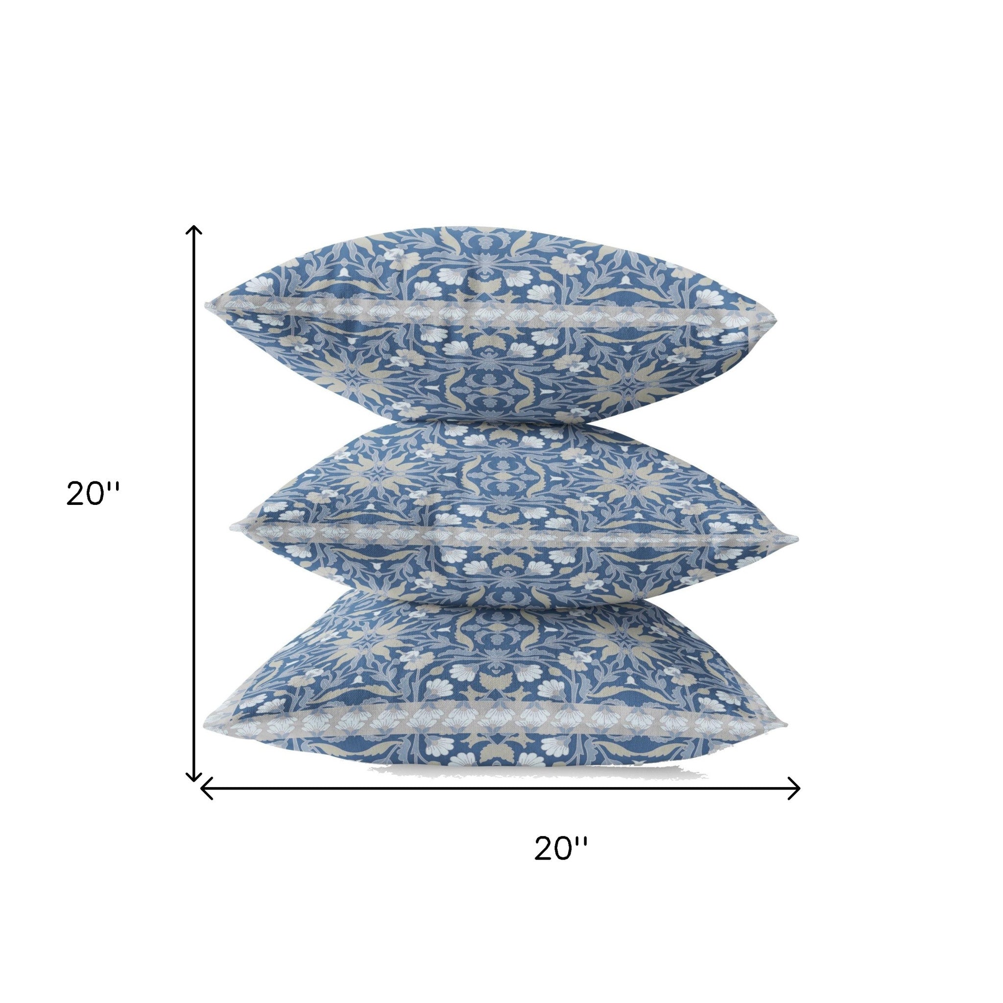 18” Blue Gray Paisley Zippered Suede Throw Pillow