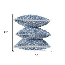 18” Blue Gray Paisley Zippered Suede Throw Pillow