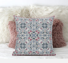 16” Pink Gray Paisley Zippered Suede Throw Pillow