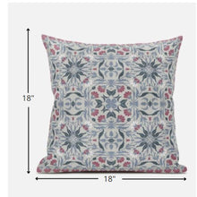 18” Pink Gray Paisley Zippered Suede Throw Pillow