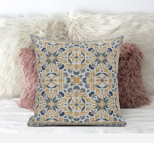 16” Gray Orange Paisley Zippered Suede Throw Pillow